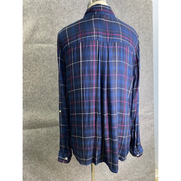 Hayden LA XL Plaid Button Up Shirt Navy Pink Lightweight Long Sleeve Top - Picture 2 of 5